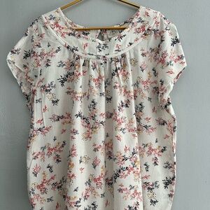 ST. JOHN'S BAY Boat Neck, Short Sleeve, with Floral Design Blouse